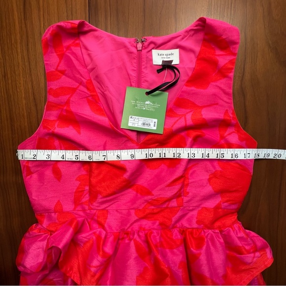 Kate Spade Pink Floral Peplum Sleeveless Midi Dress, 8 - Picture 9 of 9